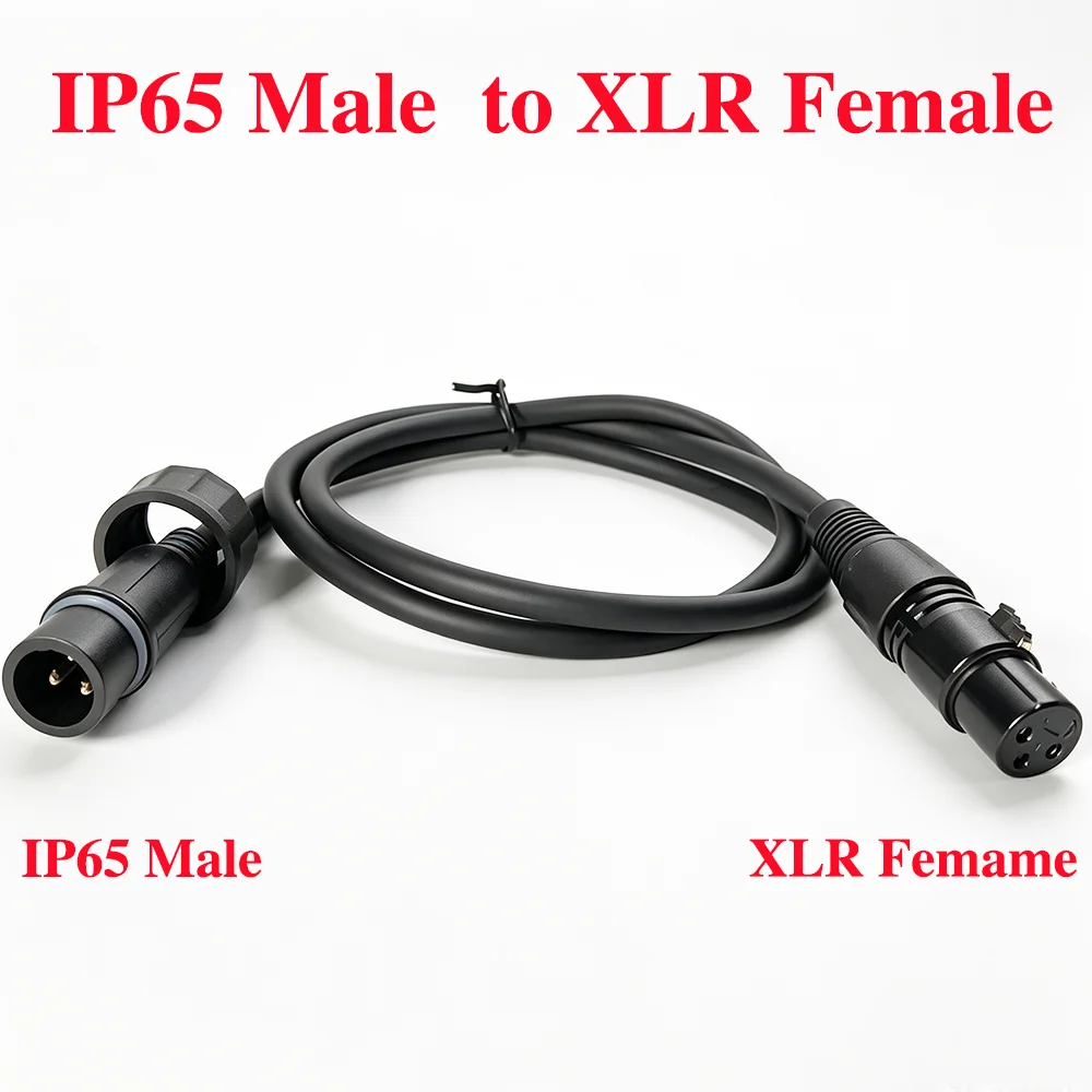 Фото 1-метровый кабель DMX IP65, 3-контактный XLR-конвертер, водонепроницаемый удлинительный кабель DMX-512 для передачи сигнала для наружного светодиодного сценического освещения №4