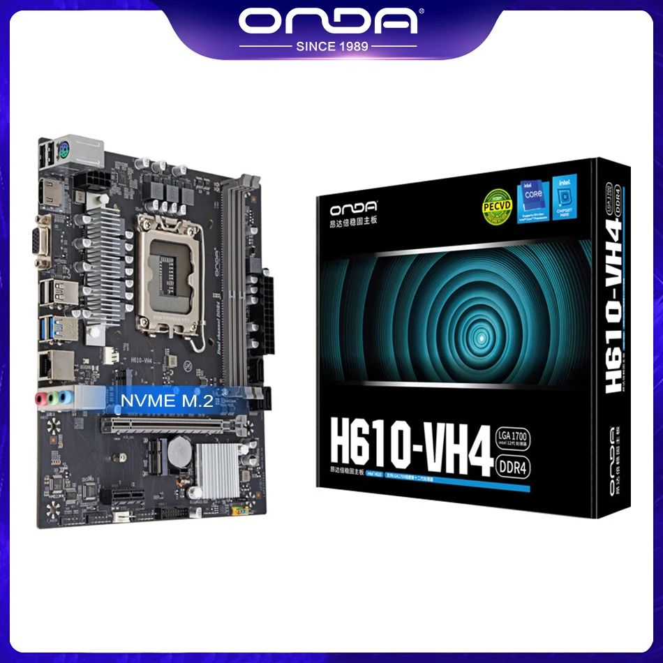 

ONDA H610 VH4 Motherboard LGA 1700 Support Intel Core i3/i5/i7/i9 12th 13th Processor Dual Channel DDR4 Memory H610-VH4