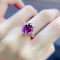 100 natural jewelry 925 sterling silver womens amethyst adjustable ring party birthday got engaged marry gift new year fine