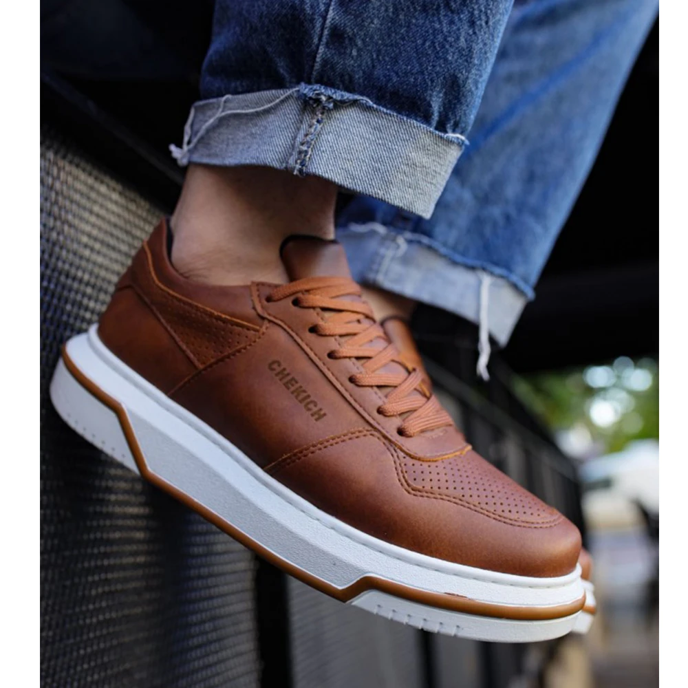 

Men's & Women's Shoes Brown Faux Leather Solid Color Lace Up Spring and Autumn Seasons Comfortable Sneakers Flexible Fashion 2023 Casual Odorless High Sole Orthopedic Lightweight Breathable Flat Suits 75