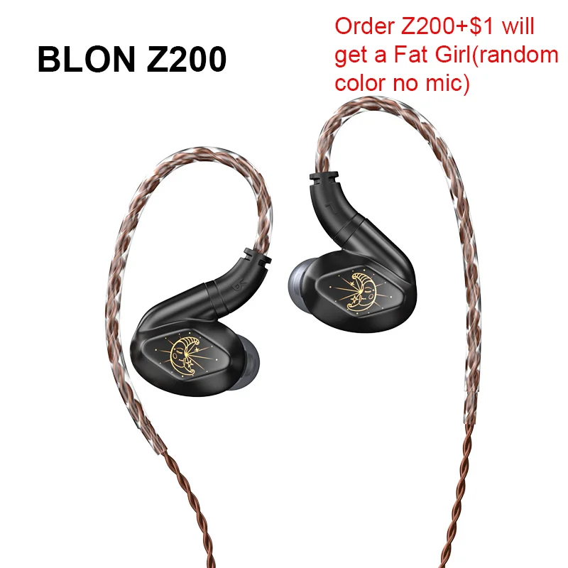 

BLON-Z200 10mm Carbon Diaphragm Dual-sound Cavity Structure HIFI In Ear Monitor Headphone Wired Earbuds Headset blon Z200 bl03