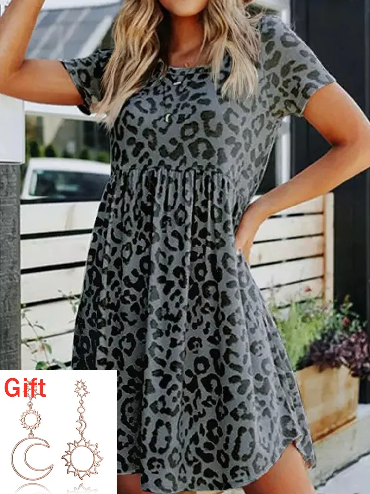 

Summer Party Dress Leopard Ruffled High Low Hem Mini Dresses For Women 2022 Casual Leisure Vacation Vestidos y2k clothes