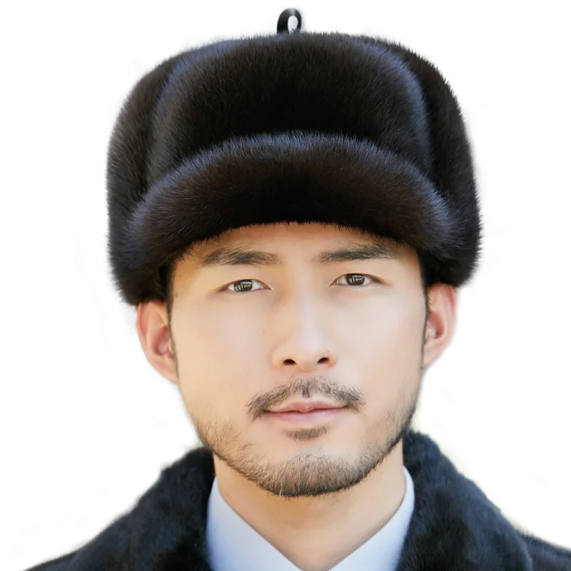 2022 New Warm Mink Fur Hat Caps Luxury Fur Hat Cossack Type Ski Hat Unisex Thermal Fur Hat Balaclava Caps Mink Hat For Men Hats