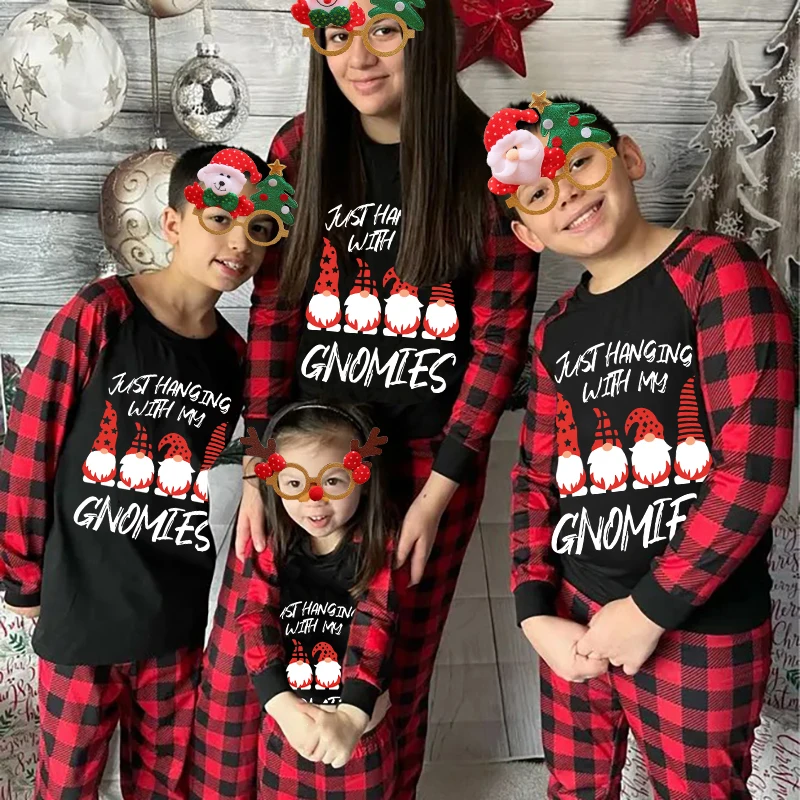 

Christmas Matching Family Pajamas Hanging With My Gnomies Cute Warm Pajamas Set