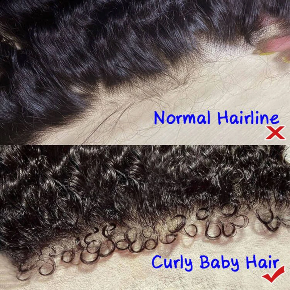 Curly Baby Hair 13x6 HD Lace Frontal Only Pre plucked Curly Edge Hairline HD Transparent Lace Brazilian Human Hair Water Wave