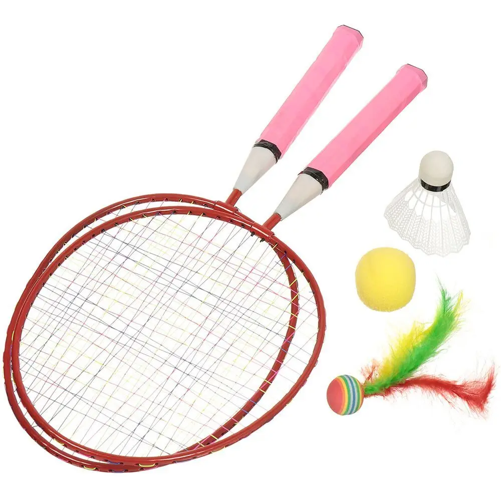 Набор для бадминтона 2 ракетки волана шарика ручка 19 см пластик перо роз 2681-pink |