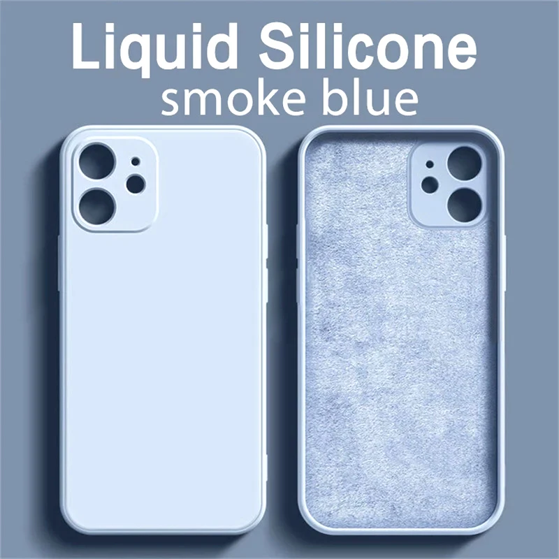 

Original Square Liquid Silicone Phone Case For iPhone 13 11 12 Pro Max Mini X XR XS 7 8 Plus SE 2022 Shockproof Back Cover