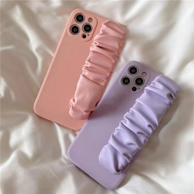 

Pink and Purple Soft Waist Bands Casing For iPhone 11 11promax 12 12pro max 13 14 14plus 14pro max cover 7plus 8p se 2020 11pro