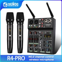 dgnog audio mixer r4 pro 4 channel wireless microphone usb bluetooth rec dj console for home karaoke stage recording studio