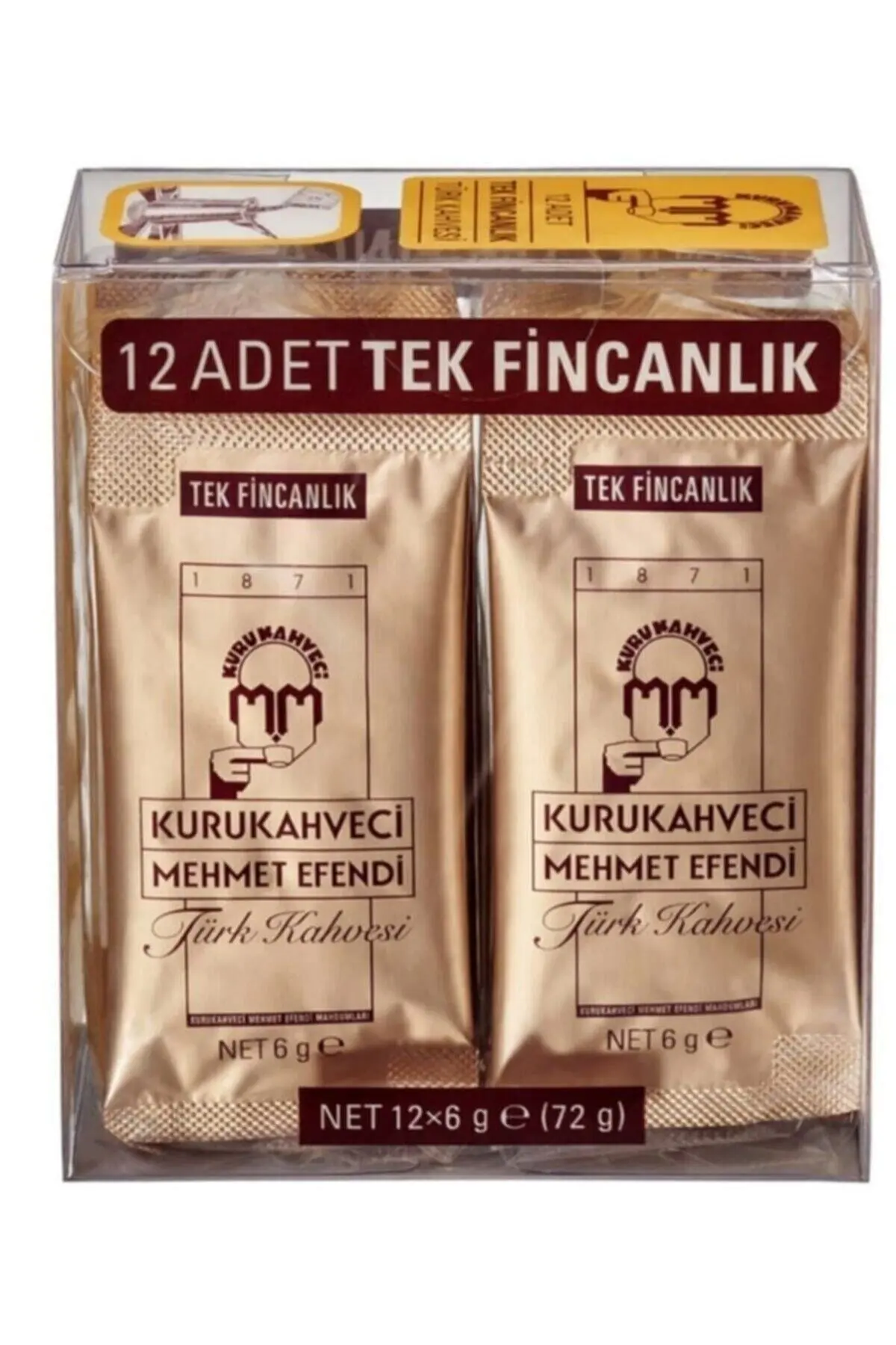 

Kurukahveci Mehmet Efendi Turkish Coffee 12x6 Gr Single Use Foil Packaging. First Class in the World with Fresh Roasted Coffee B