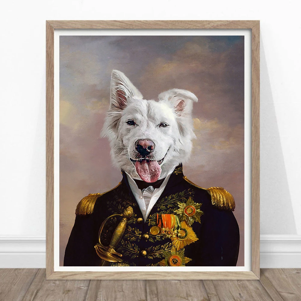 

Custom Animal Royal Renaissance Canvas Painting Personalized Pet Astronaut Poster Dog Police Wall Art Living Room Home Decor