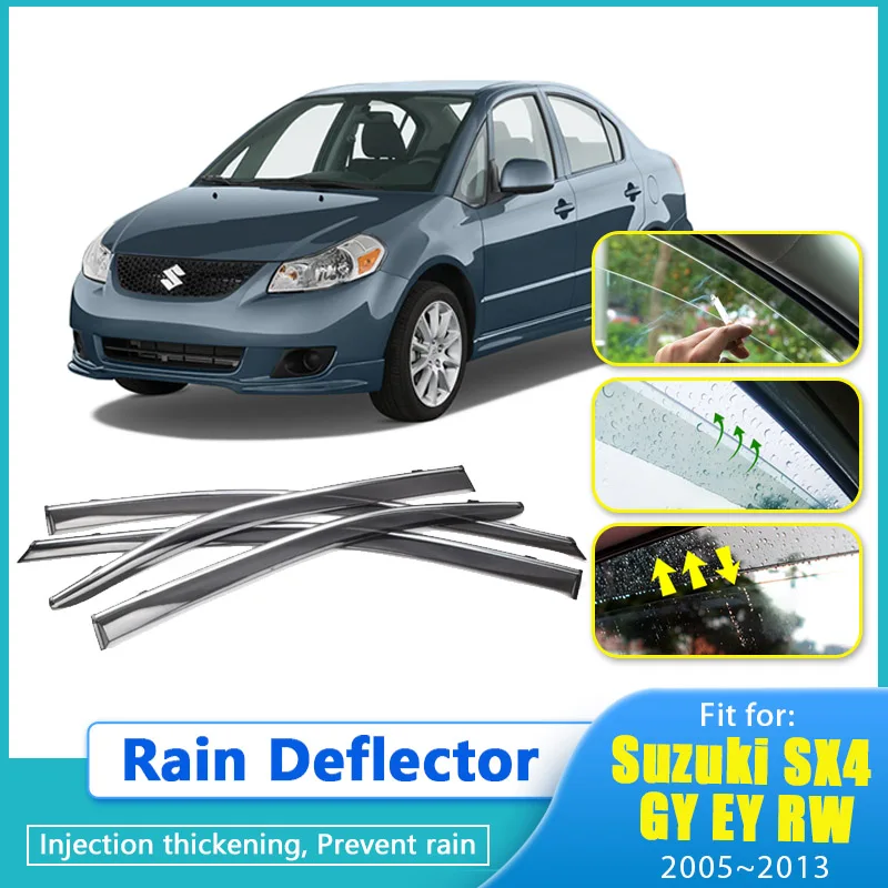 

Rain Deflector For Suzuki SX4 GY EY RW 2005 2006 2007~2013 sedan Car Window Visor Cover Guards Antirain Chuvento Windabweiser