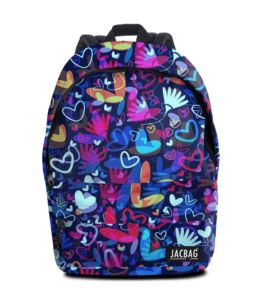Jacbag Classic Rugged Single Compartment Zippered Front Pocket Large Inner Volume Adjustable Shoulder Strap Backpack School Bag