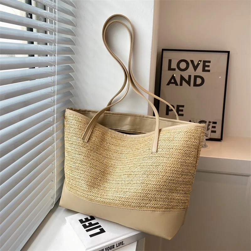 

Straw weaving 2023 new personality ins foreign style woven bag simple beach texture one shoulder portable