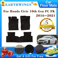 car floor mats for honda civic 10th gen fc1 2 5 fk4 7 20162021 2019 rugs panel footpads carpet cover pad foot pads accessories