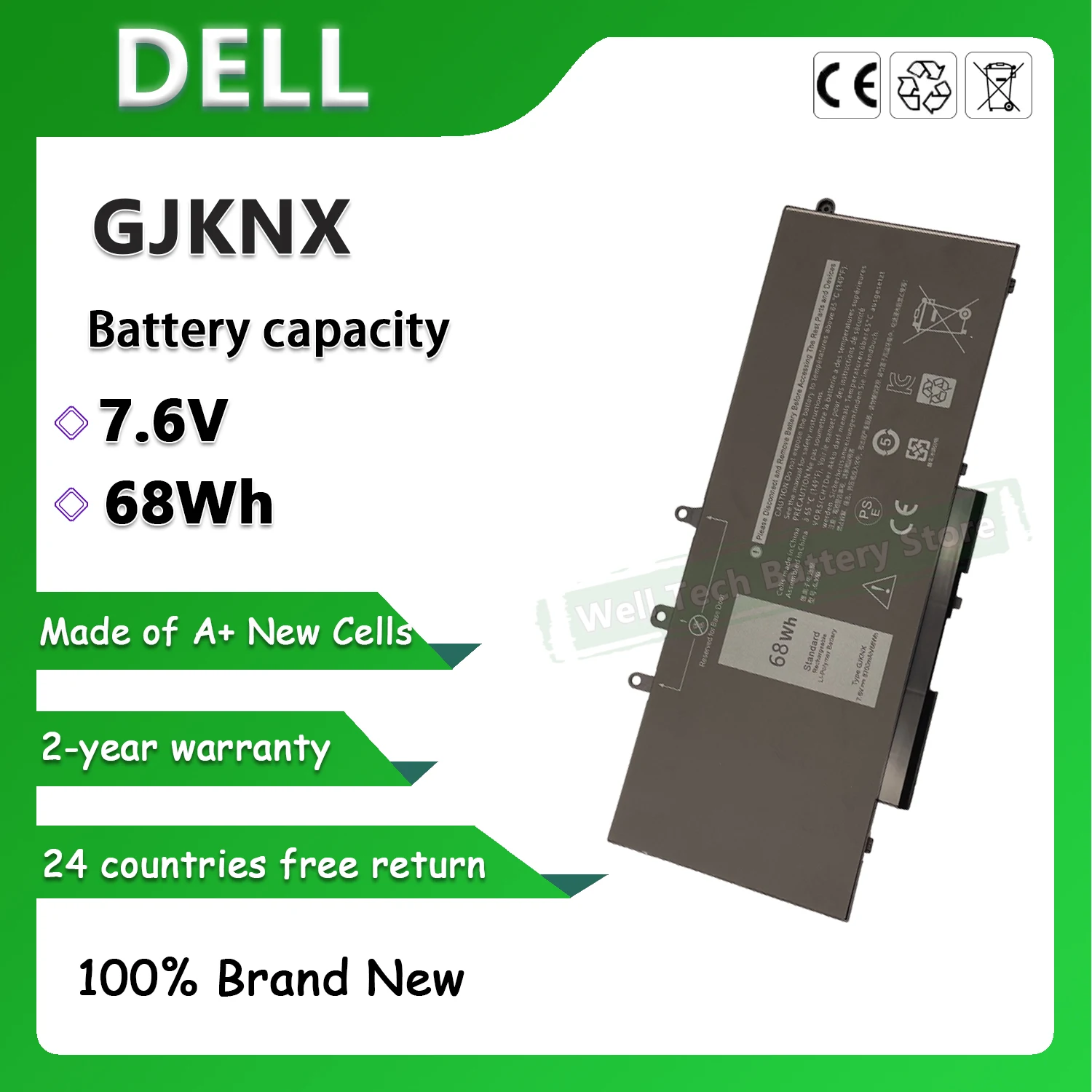 7 6 V 68Wh GJKNX GD1JP 0GD1JP Аккумулятор для ноутбука Dell Latitude 5580 5480 5280 3520