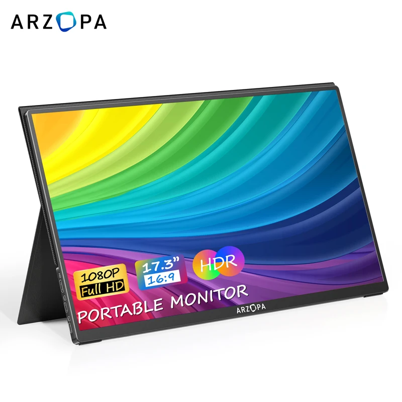 ARZOPA 17 3-дюймовый портативный монитор 1080p Внешний дисплей IPS-экран USB C HDMI игровой
