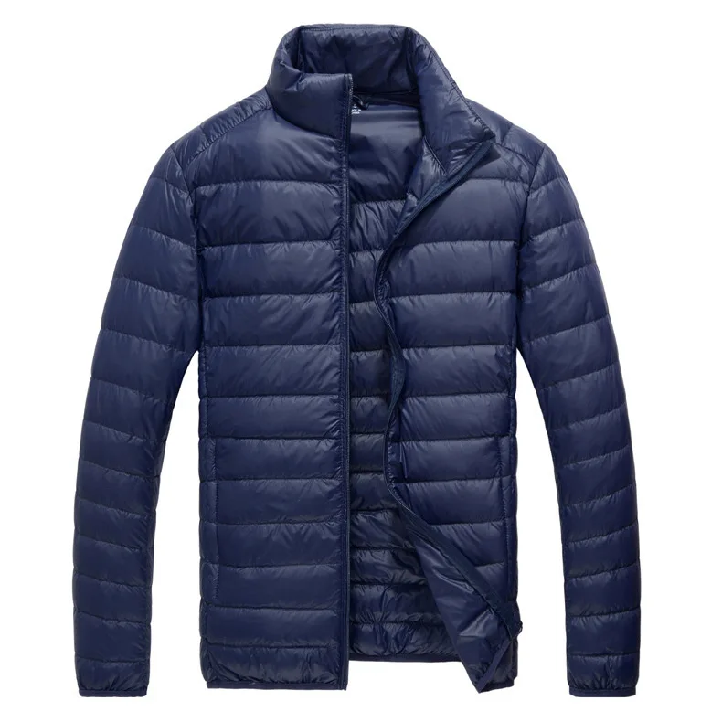 Winter Men's Stand Collar Down Jacket Ultra Light Windbreaker Feather Lightweight Portable Warm Coat Clothing Black Blue Gray