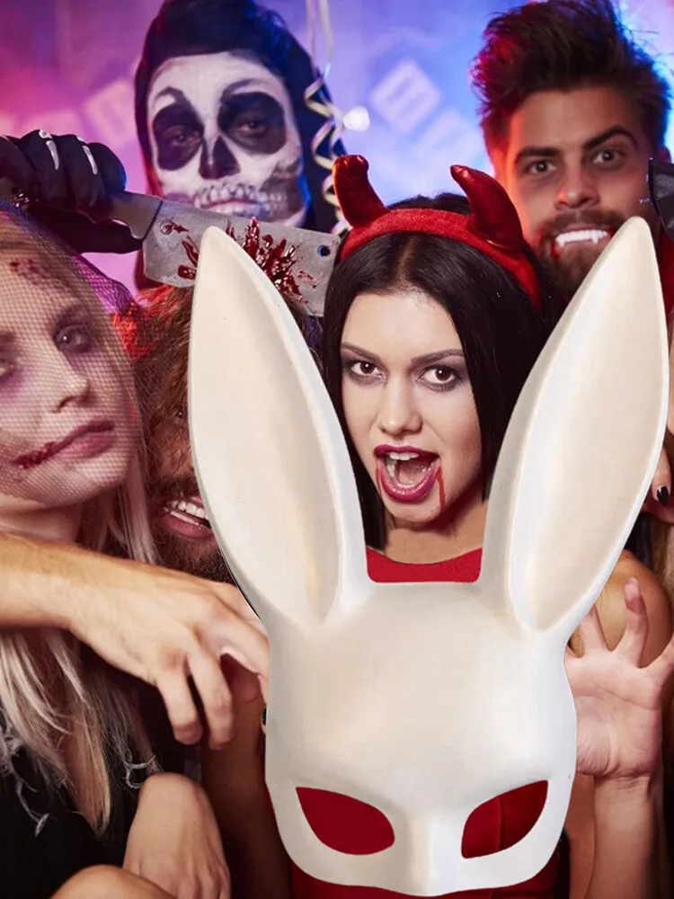 Маска кролика на половину лица Хэллоуин для пасхальных вечеринок и ночных клубов