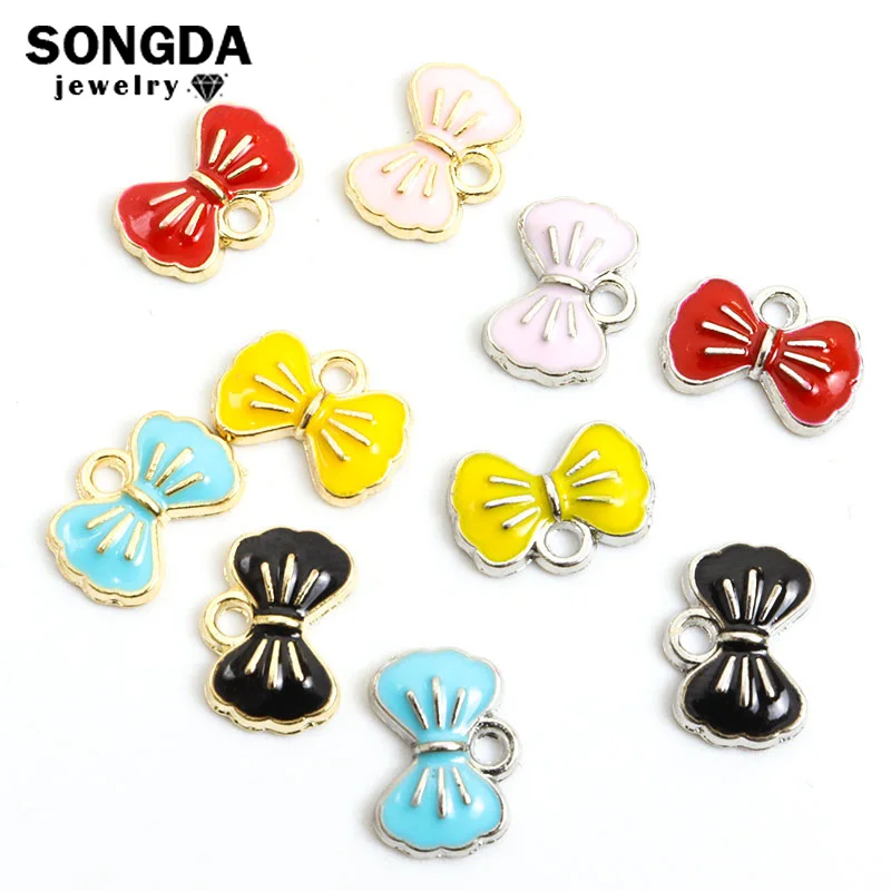 

Enamel Colourful Bowknot Charms Pendant DIY Creative Making Earring Necklace Bracelet Jewelry Handmade Finding Craft Accessories