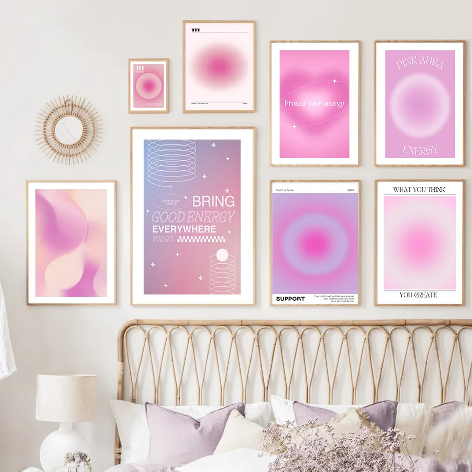 

111, Настенная картина с ангелом, градиентная аура, Религиозное искусство, холст, картины, скандинавские плакаты и принты, настенные картины д...