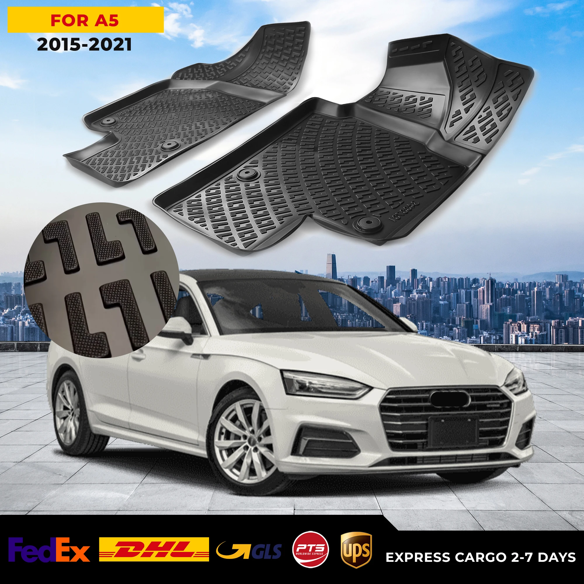 

Автомобильный 3D напольный коврик для Audi A5 2015-2021, водонепроницаемый специальный коврик для ног, аксессуары, коврики, Нескользящие