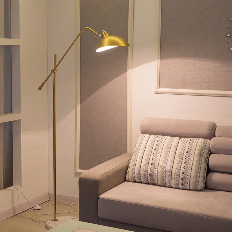 Скандинавский черный торшер с мраморным основанием для гостиной кабинета