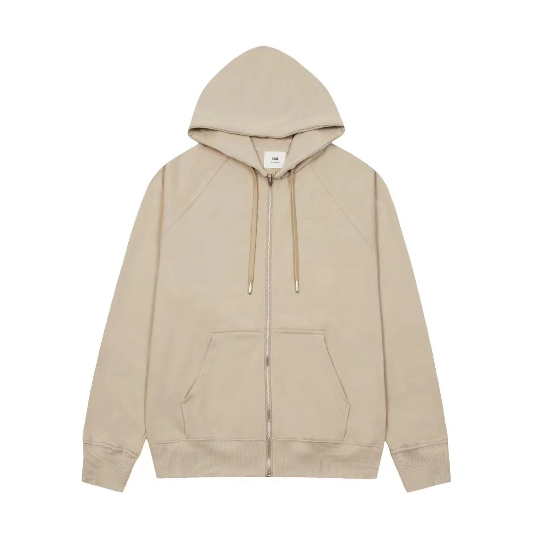 2022 New High Quality Hooded Casual Pure Color Sweaters Men and Women Love A Print Couple Pullover Sweaters Loose Cotton Jackets