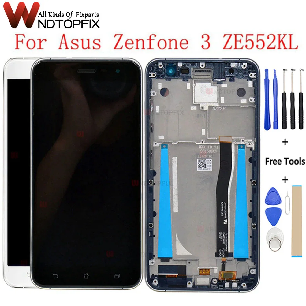 ЖК-дисплей 5,5 дюйма с сенсорным экраном и дигитайзером с рамкой, запасные части для Asus Zenfone 3 ZE552KL Z012D Z012DC Z012DA, ЖК-дисплей в сборе ЖК-дисплей 5,5 дюйма с сенсорным экраном и дигитайзером с рамкой, запасные части для Asus Zenfone 3 ZE552KL Z012D Z012DC Z012DA, ЖК-дисплей в сборе