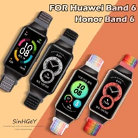 sinhgey nylon strap for huawei band 6 honor band 6 elastic velcro strap fiber replacement wristband new