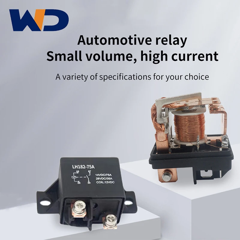 

Автомобильное реле WD с огнестойким черным корпусом, Стартовое высокомощное реле предварительного нагрева, высокомощное 75 а 12 В 24 В