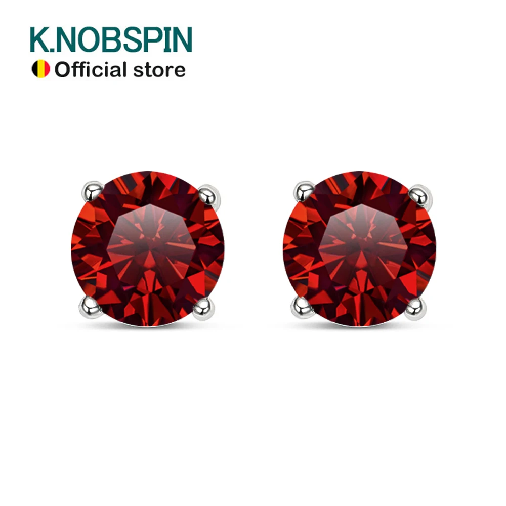 Фото Серьги KNOBSPIN из серебра 925 пробы с муассанитом и покрытием из белого золота 18 карат для женщин и мужчин, сверкающие ювелирные украшения №1