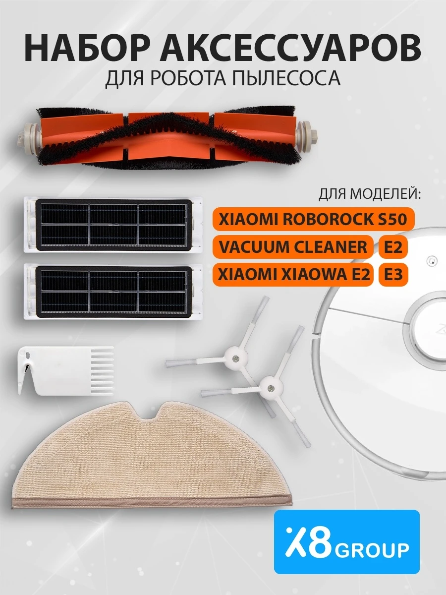Набор аксессуаров для Xiaomi Roborock S50 Vacuum Cleaner 2 1S S5 S51 S55 S502 S502-02 Xiaowa C102 E2 E3 E4 E202 |