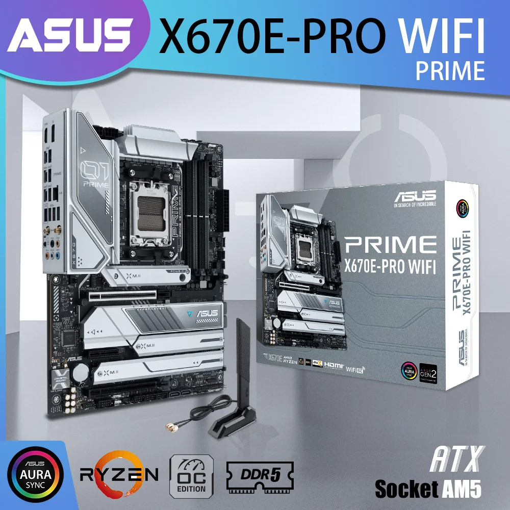 

New ASUS PRIME X670E-PRO WIFI DDR5 Motherboard AM5 Mainboard Support AMD Ryzen 7000 Series Processor CPU R3 R5 R7 R9 Kit RGB