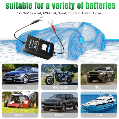 KONNWEI BK300 12 В монитор батареи беспроводной Bluetooth5.0 автомобильный аккумулятор приложение для здоровья мониторинг тестер батареи инструменты для Android IOS