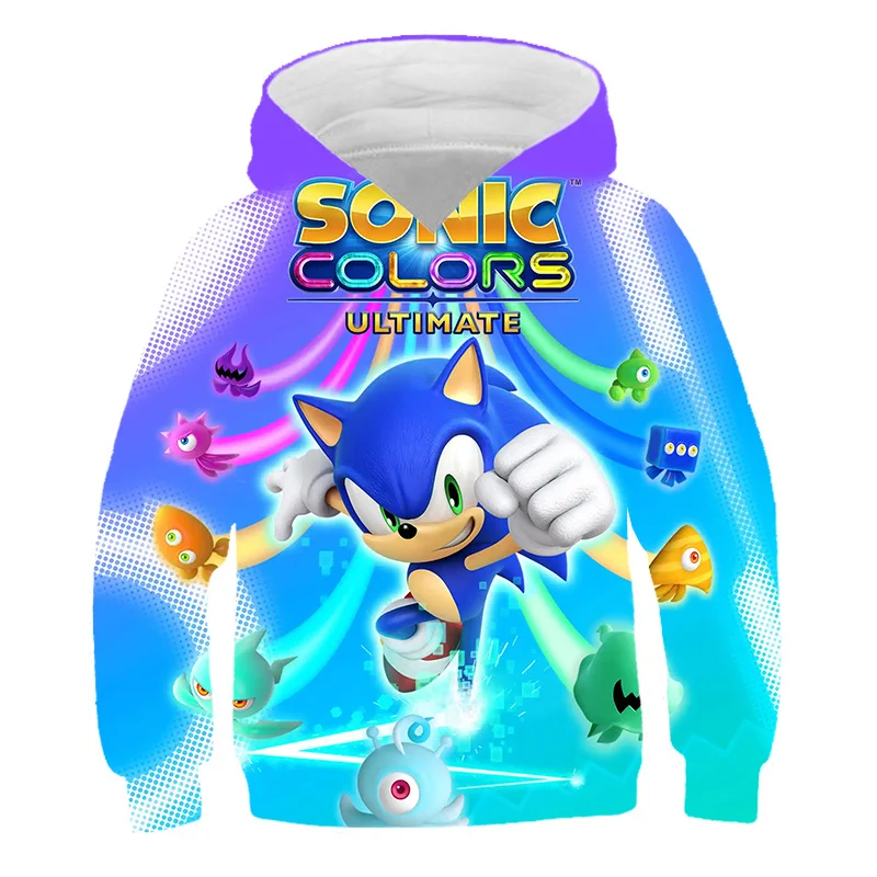 

2022 Cute Children's Clothes Sonic Hoodies Funny Sonic 2 Kids Cartoon Sweatshirts Baby Girls Boys Clothing Summer Tops 4-14Years