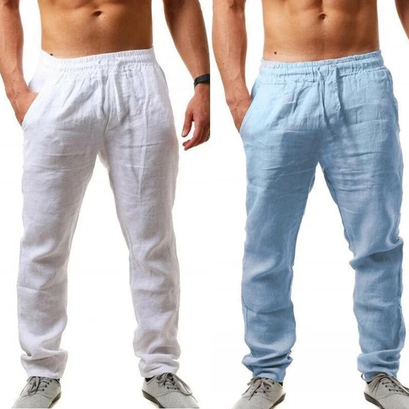 Men's Cotton Linen Pants 2022 New Male Autumn New Breathable Solid Color Linen Trousers Fitness Streetwear S-3XL Jogging Running
