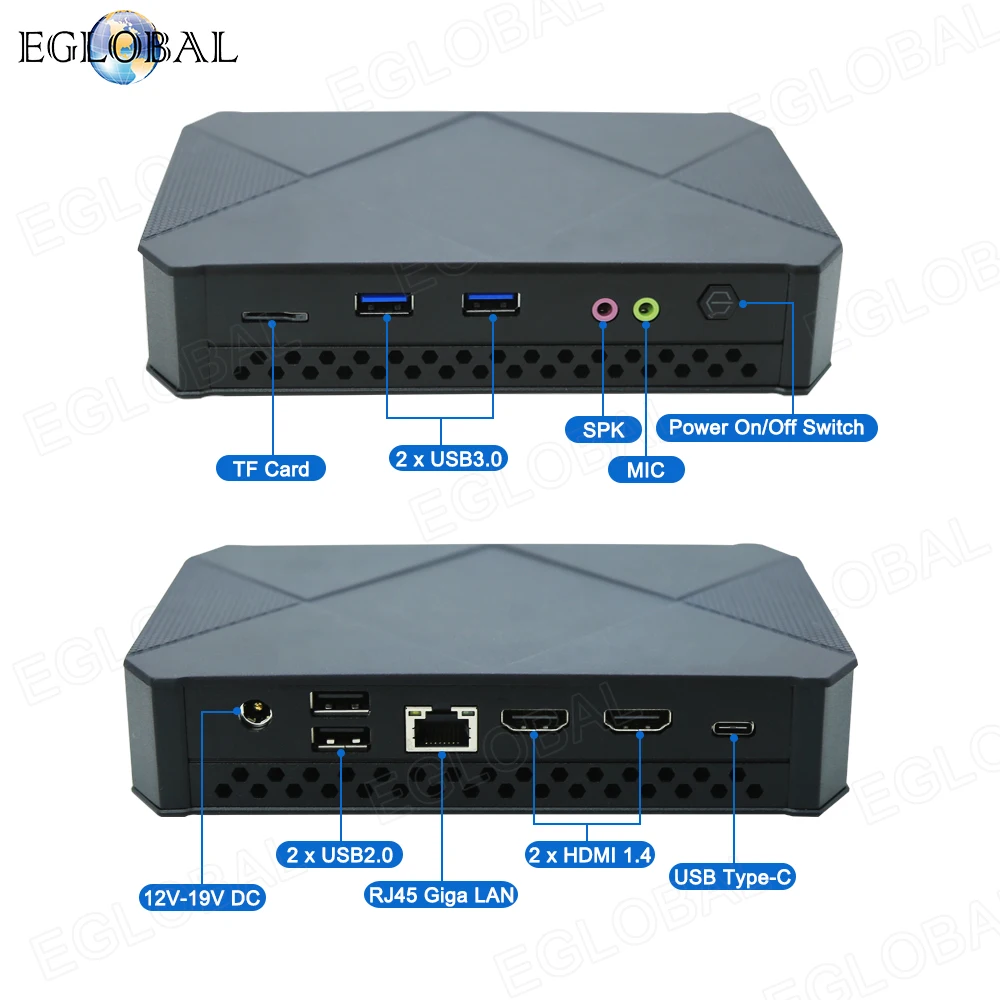 Новый мощный игровой мини-ПК Eglobal Intel Celeron J4125 2HDMI1.4 2USB2.0 2USB3.0 Type-C USB3.1 карманный