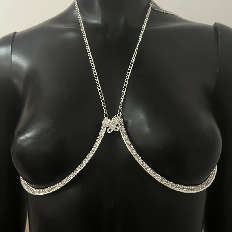 Женский бюстгальтер-бабочка с цепочкой сексуальное ожерелье женский аксессуар