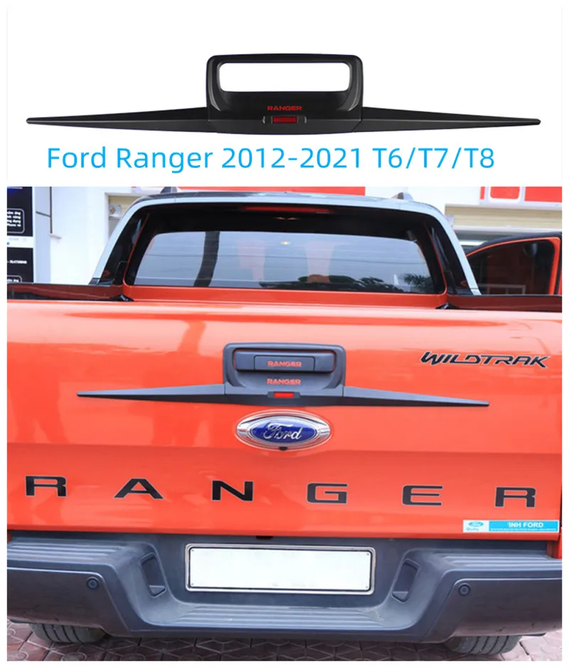 

Back Door Molding ABS Plastic Matt Black Trunk Trim Tail Gate Rear Door Handle Cover For Ford Ranger 2012-2021 T6 T7 T8 Pickup