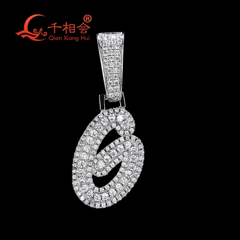 G letter full of  D VVS white moissanite pendant  925 Sterling Silver hip hop Jewelry  Engagement datting gift