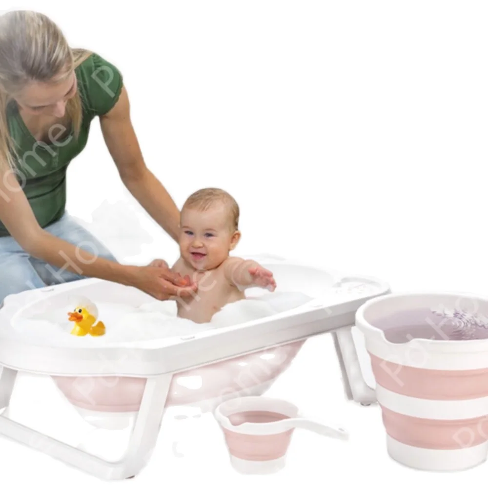 Folding Baby Tub Bathroom Portable Bucket Girls Boys Pink White Shower Products Mother Child Care