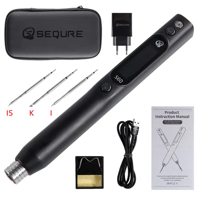 SEQURE S60 Nano Soldering Iron Support PD/QC Power Supply Compatible with C210 Solder Tips Repair Tool Anti-static Soldering Pen 2