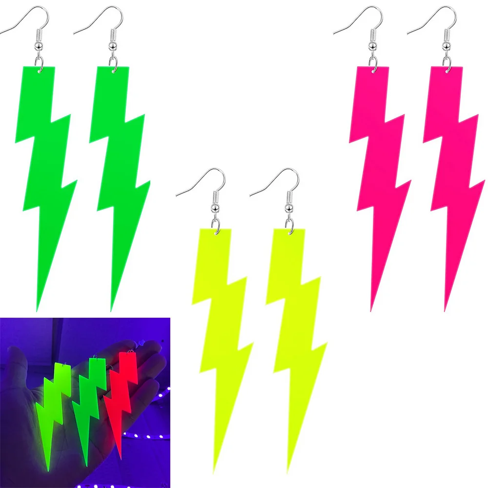 

Неоновые серьги 80-х годов для женщин, ретро-кулон, акриловые висячие серьги для наряда 80-х, аксессуары для вечеринок, зеленые, желтые розы, красные