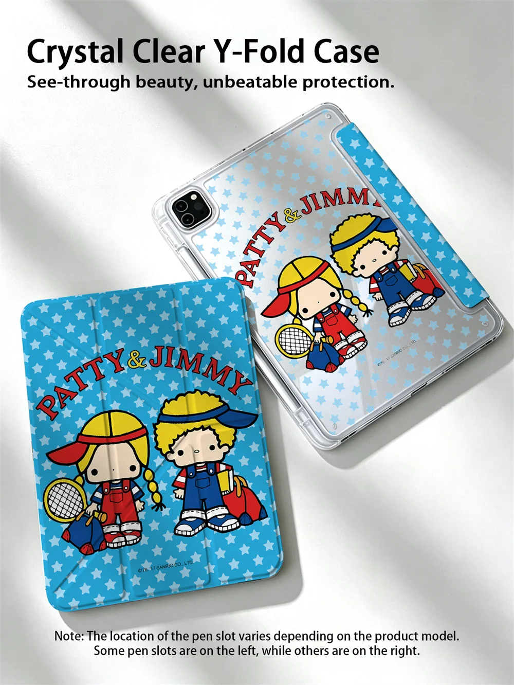 Фото Чехол Kawaii Star Print Patty&Jimmy Y-fold для iPad Air6/7/8 Pro11 2020-2022 Air4/5 10 7/8/9 Air3 A16 с отсеком для ручки, противоударный чехол №1