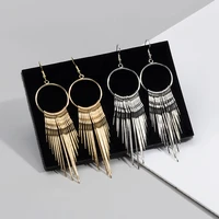 metal tassel earrings european and american geometric cold wind alloy pendientes new personality simple dangle earring for women