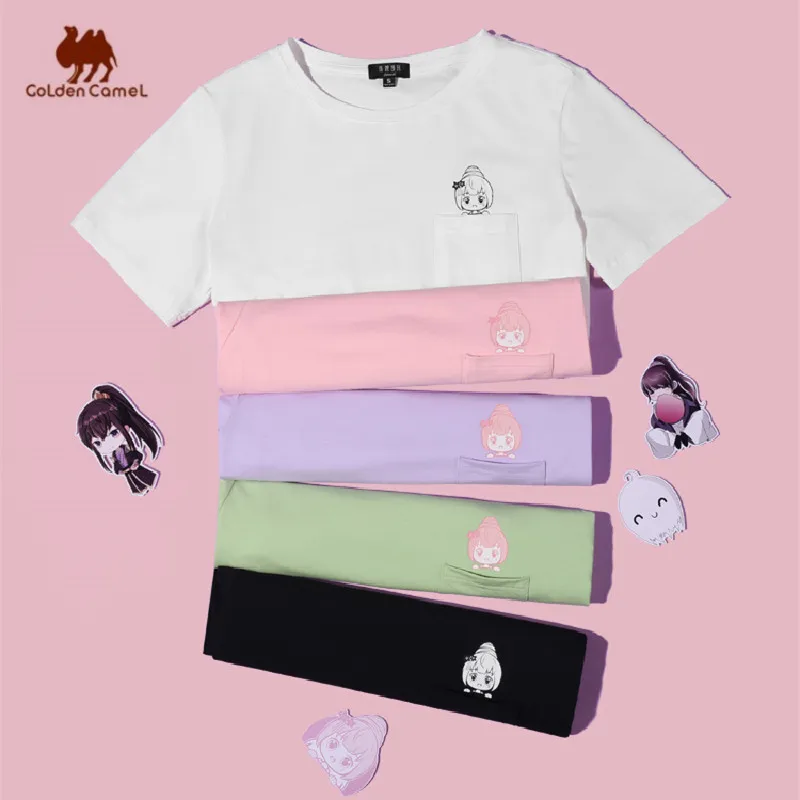 

Golden Camel Sports T-Shirt 2022 Summer Printed Loose T Shirts Breathable Casual Short Sleeve Top Clothes for Women Comfortable