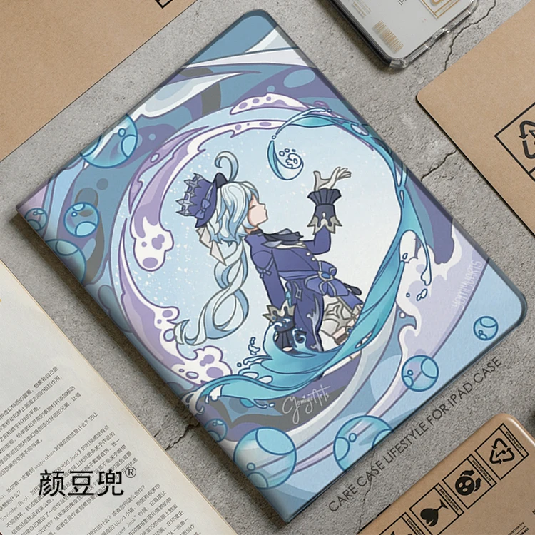 Ударный чехол Furina Anime Focalors Genshin для iPad 10 2 8th Air 4 5 Mini 6 7 Роскошный силиконовый Pro11