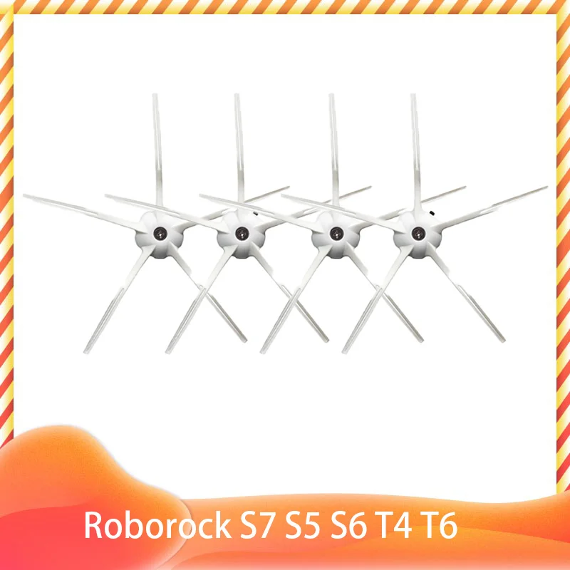 

Запасные части для робота-пылесоса Xiaomi Mijia 1 / 1S / Roborock S4 S5 S6 S7 T7 Mi, 5 рук, боковая щетка, белый нейлон, моющиеся