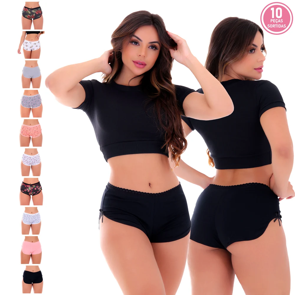 

KIT 10 CALCINHAS SHORTINHO FEMININO ALGODÃO SHORT MAUI
